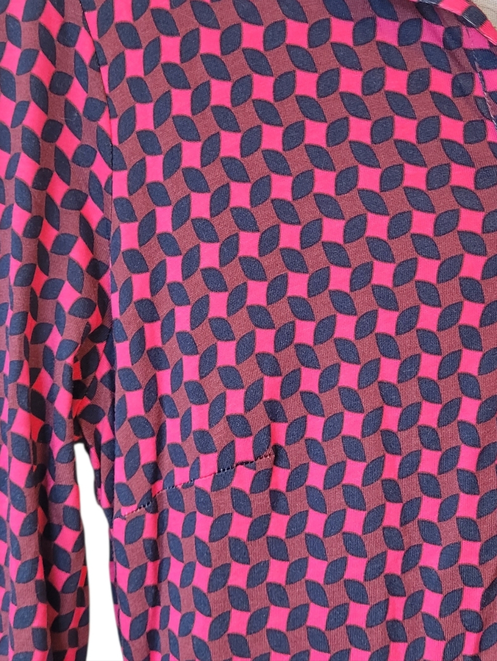 Boden Pink and Navy Blue Geometric Tencel Tie-Waist Shirt Dress Size 8L NWT - Picture 6 of 8